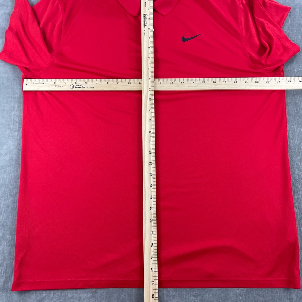 Nike Mens XL Red Dri-FIT Standard Fit Short Sleeve Polo Shirt Logo - Picture 6 of 9